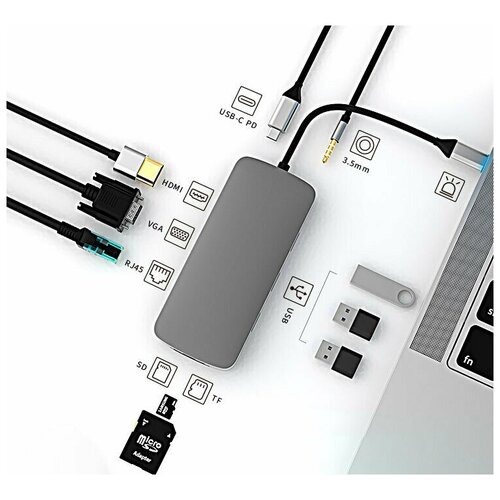 Док-станция type-c, 10-в-1, USB-концентратор, расширитель портов