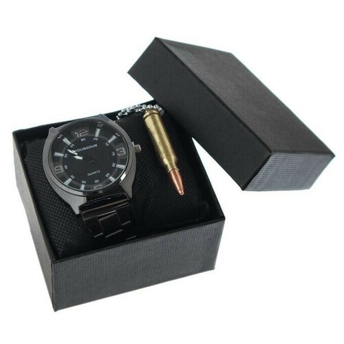 Наручные часы, черный мужской подарочный набор bolingdun 2 в 1 наручные часы кулон d 46 см