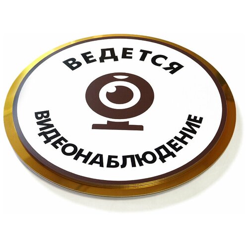 наклейка rexant 56 0031 информационный знак внимание ведётся видеонаблюдение 100 100 мм Двухуровневая табличка Ведётся видеонаблюдение из алюмокомпозита, 300х300 мм