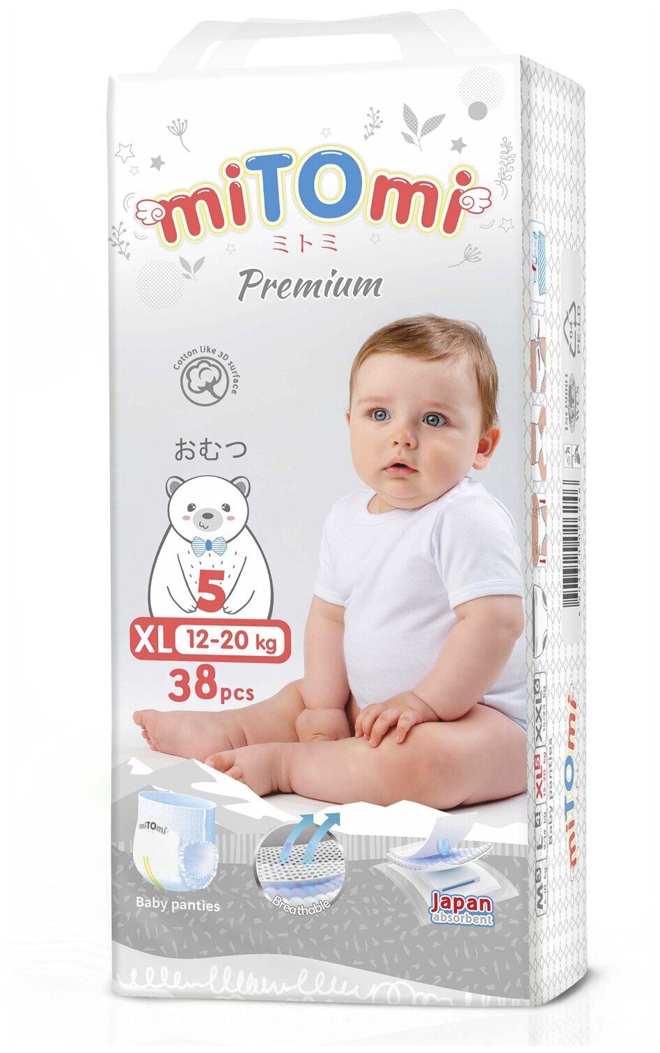 MiTOmi трусики Premium 5/XL (12-20 кг) 38 шт.