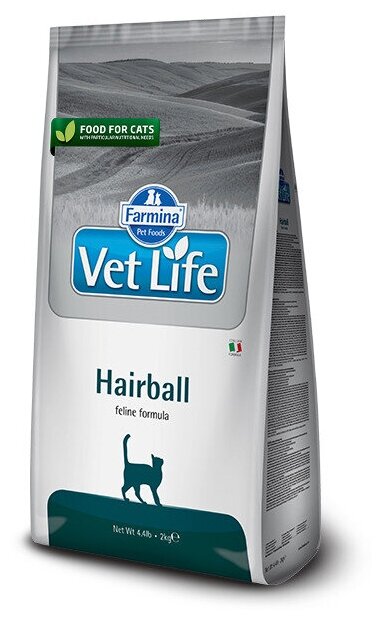 Сухой диетический корм для кошек Farmina Vet Life Feline Hairball, 2 кг - фотография № 2