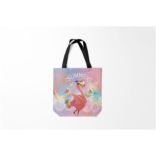фото Сумка-шоппер / 40х40 см / популярные иллюстрации / лето летний фламинго burnettie