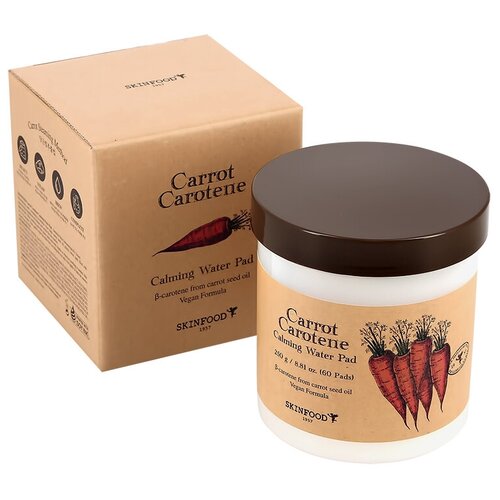 Диски для лица SKINFOOD CARROT CAROTENE с экстрактом и маслом моркови (успокаивающие) 60 шт.