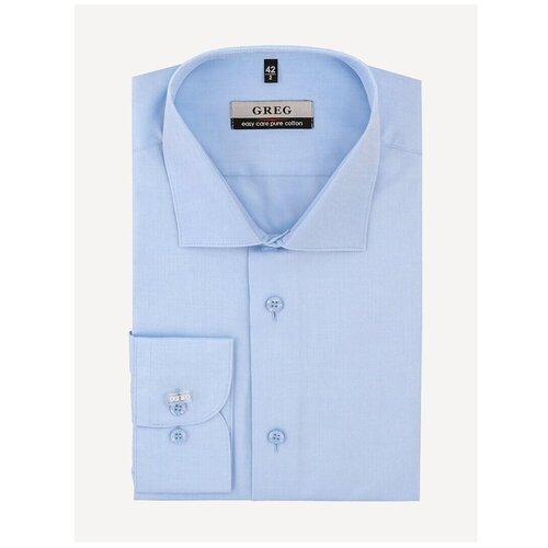 фото Рубашка мужская длинный рукав greg 203/191/3049_gb, прямой силуэт / сlassic fit, цвет голубой, рост 174-184, размер ворота 45