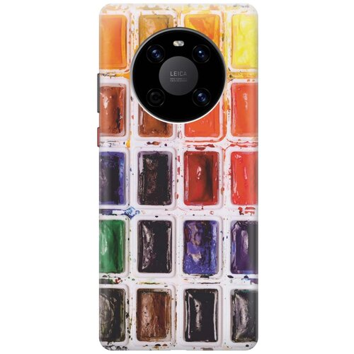 фото Ультратонкий силиконовый чехол-накладка для huawei mate 40 с принтом "палитра красок" gosso