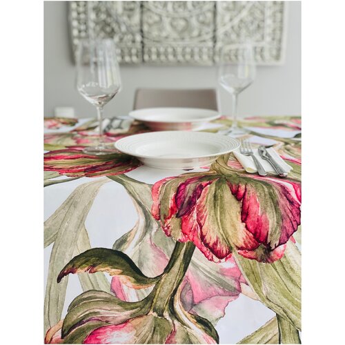 Скатерть Тюльпаны 145х200 с пропиткой вгмо