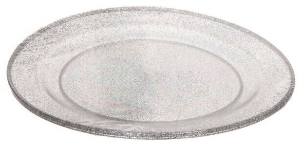 Тарелка одноразовая 18 см «Блестки серебро» в наборе 3шт - фотография № 2