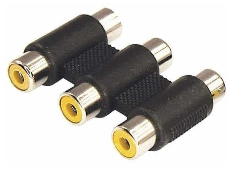 фото Переходник 3 гнезда RCA - 3 гнезда RCA пластик