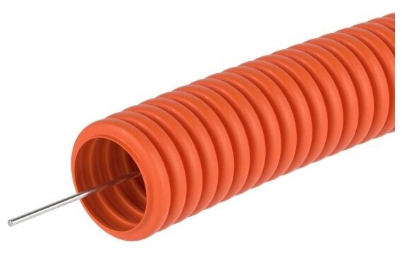 Труба гофрированная Dkc ПНД d32мм с протяжкой, оранжевый (уп.25м), 71932