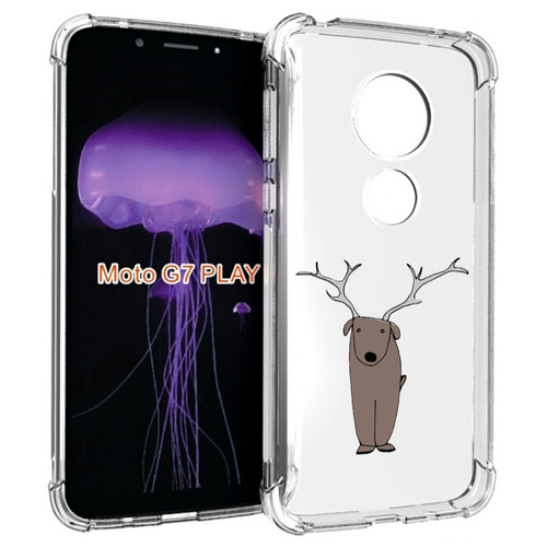 Чехол MyPads Собака олень для Motorola Moto G7 Play задняя-панель-накладка-бампер
