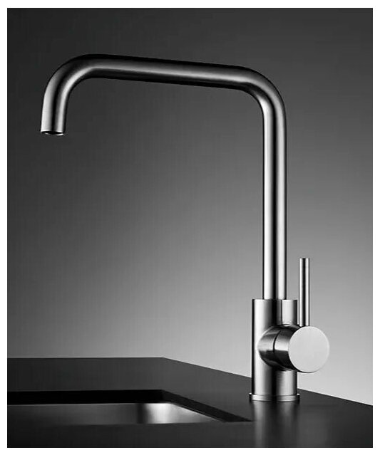 Смеситель для кухни Haiba с высоким поворотным изливом и гайкой, нержавеющая сталь