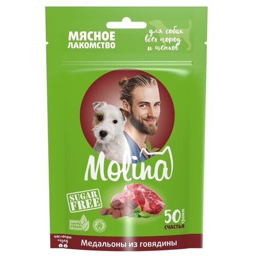 Molina Лакомство для собак всех пород и щенков Медальоны из говядины 5815 0,05 кг 60801 (2 шт)