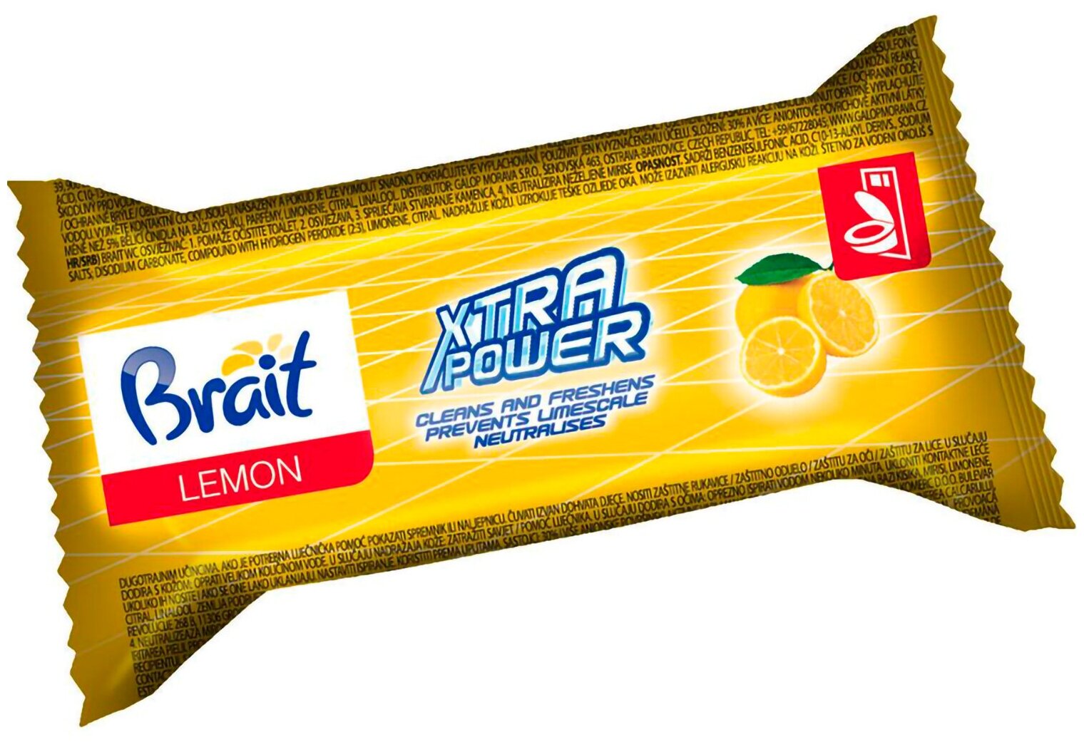 Сменный блок для корзинки в унитазе BRAIT Lemon XTRA POWER (40 гр), устранение грязи и запахов, аромат Лимон