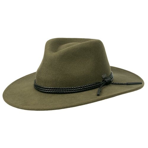 фото Шляпа федора bailey, шерсть, подкладка, размер 59, зеленый