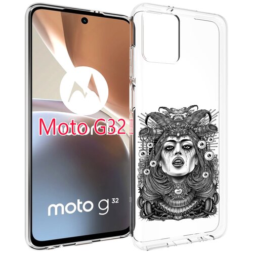 Чехол MyPads портрет девушки черно белый для Motorola Moto G32 задняя-панель-накладка-бампер