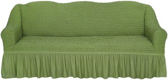Чехол на трехместный диван с оборкой Venera, цвет Зеленый светлый