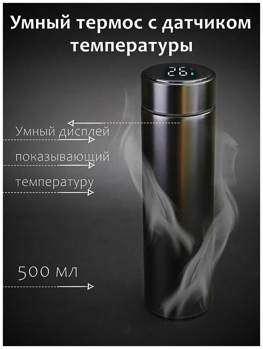 Умный термос с датчиком температуры / Термокружка автомобильная с LCD-дисплеем / Термостакан для кофе с термометром