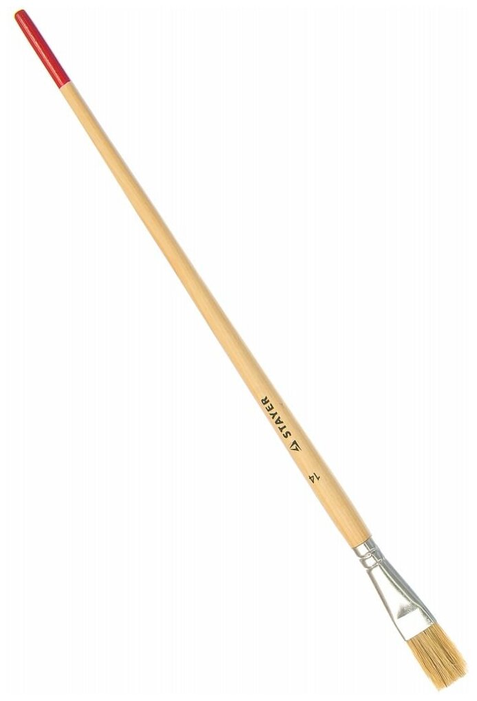 STAYER UNIVERSAL 15 мм, светлая натуральная щетина, деревянная ручка, Плоская тонкая кисть, STANDARD (0124-14)
