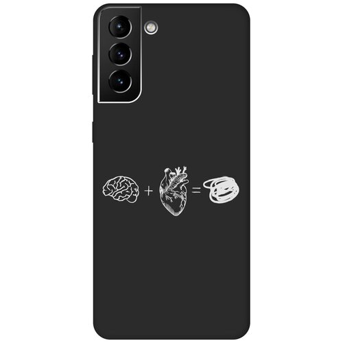 Матовый Soft Touch силиконовый чехол на Samsung Galaxy S21+, Самсунг С21 Плюс с 3D принтом Brain Plus Heart W черный матовый soft touch силиконовый чехол на nokia 1 plus нокиа 1 плюс с 3d принтом brain plus heart w черный