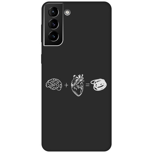 Матовый Soft Touch силиконовый чехол на Samsung Galaxy S21+, Самсунг С21 Плюс с 3D принтом Brain Plus Heart W черный матовый soft touch силиконовый чехол на samsung galaxy s21 самсунг с21 с 3d принтом brain plus heart w черный