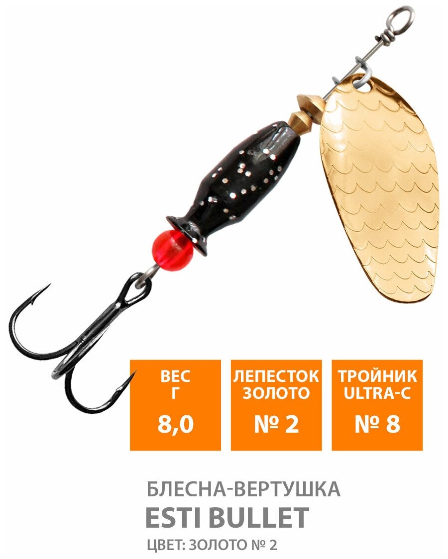 Блесна-вертушка AQUA ESTI BULLET-4 130g золото