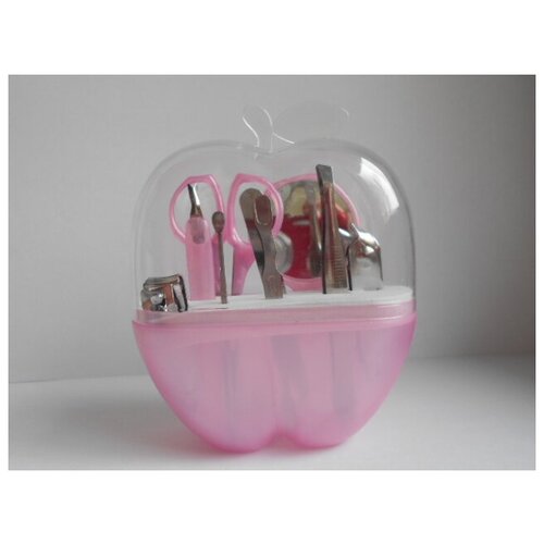 Маникюрный дорожный набор 9 предметов для девочек розовый