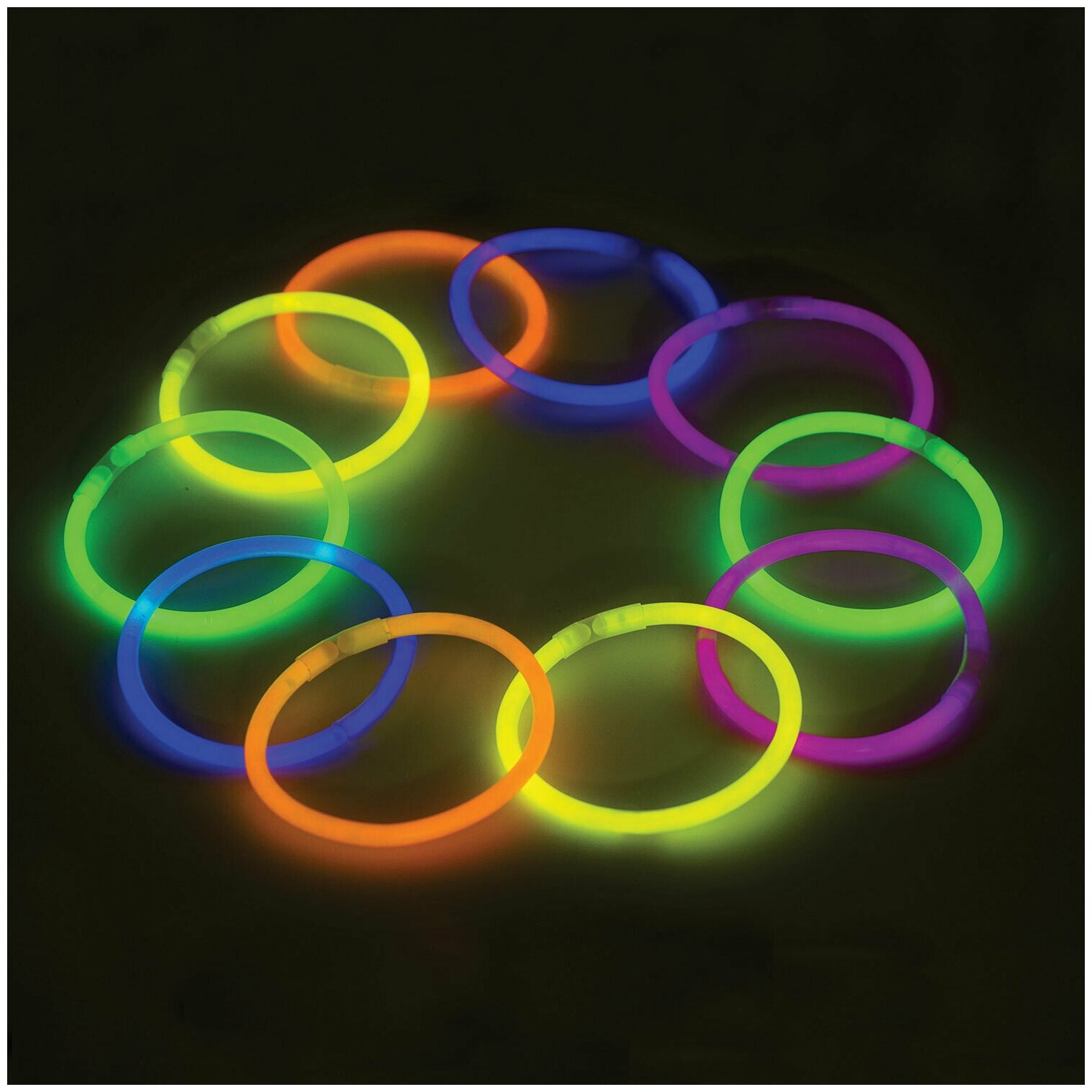 Светящиеся (неоновые) палочки-браслеты юнландия, набор 10 штук в тубе, ассорти, 662595