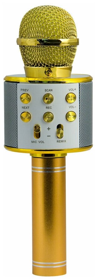 Караоке Микрофон Блютуз Magic Acoustic Superstar/Bluetooth микрофон для Девочек Мальчиков Взрослых/Караоке 3-в-1, цвет золотой