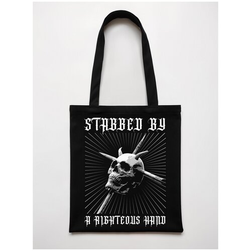 фото Сумка-шоппер с принтом stabbed by a righteous hand (череп с кольями) neocult