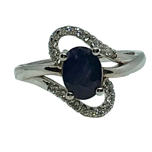 Кольцо, серебро, 925 проба, сапфир, размер 18, серебристый кольцо женское из серебра 925 пробы с сапфиром и цветком