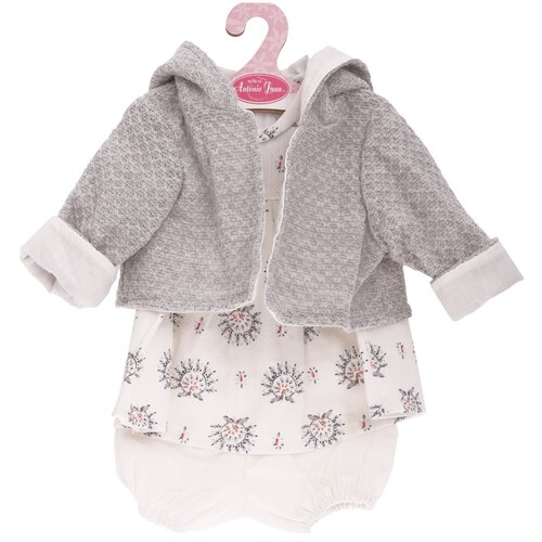 Одежда для кукол и пупсов 40 - 45 см, куртка серая, платье, трусики