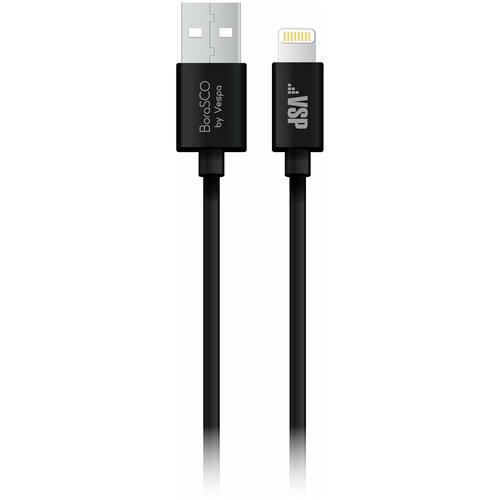 BoraSCO Дата-кабель USB - 8 pin, 2А, 1м, черный, BoraSCO