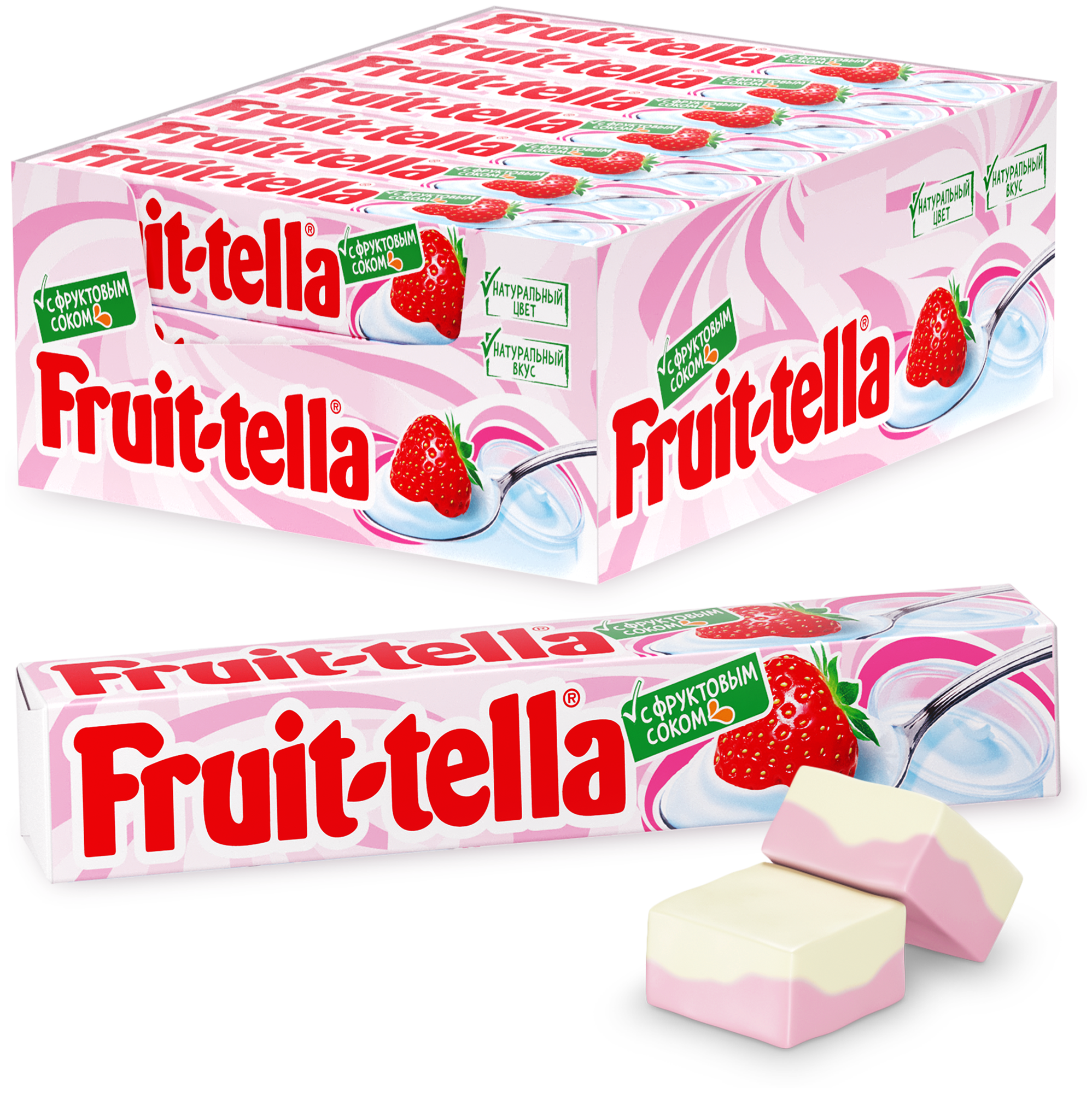Жевательные конфеты Fruittella Клубника-йогурт с фруктовым соком 21 шт. - фотография № 1