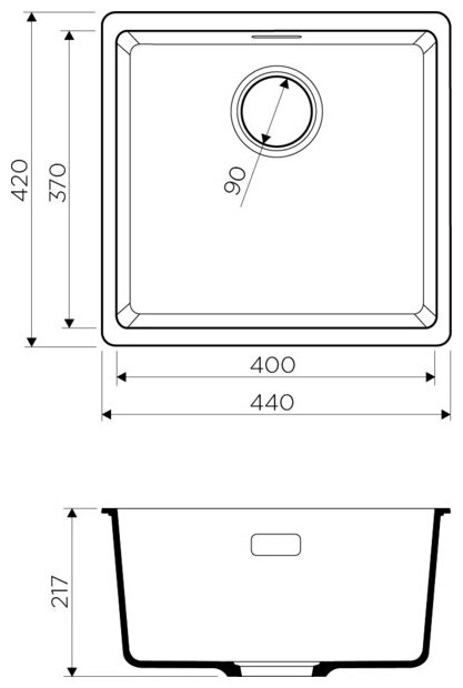 Мойки Omoikiri Kata 44-U-BL, мойка, гранит, черный - фотография № 2