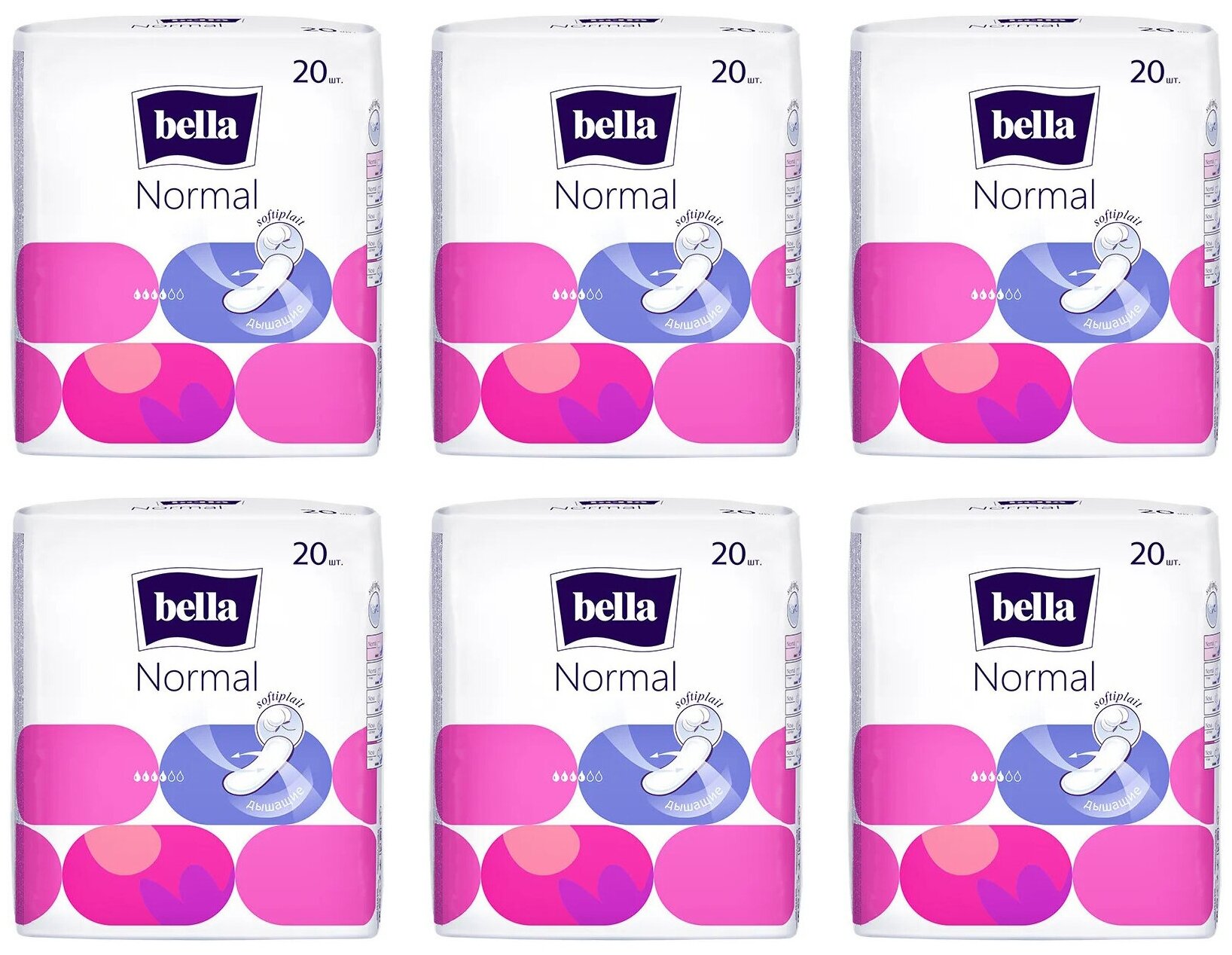 Прокладки "Bella" "Normal" мягкая поверхность Softiplait, 20шт/уп * 6уп