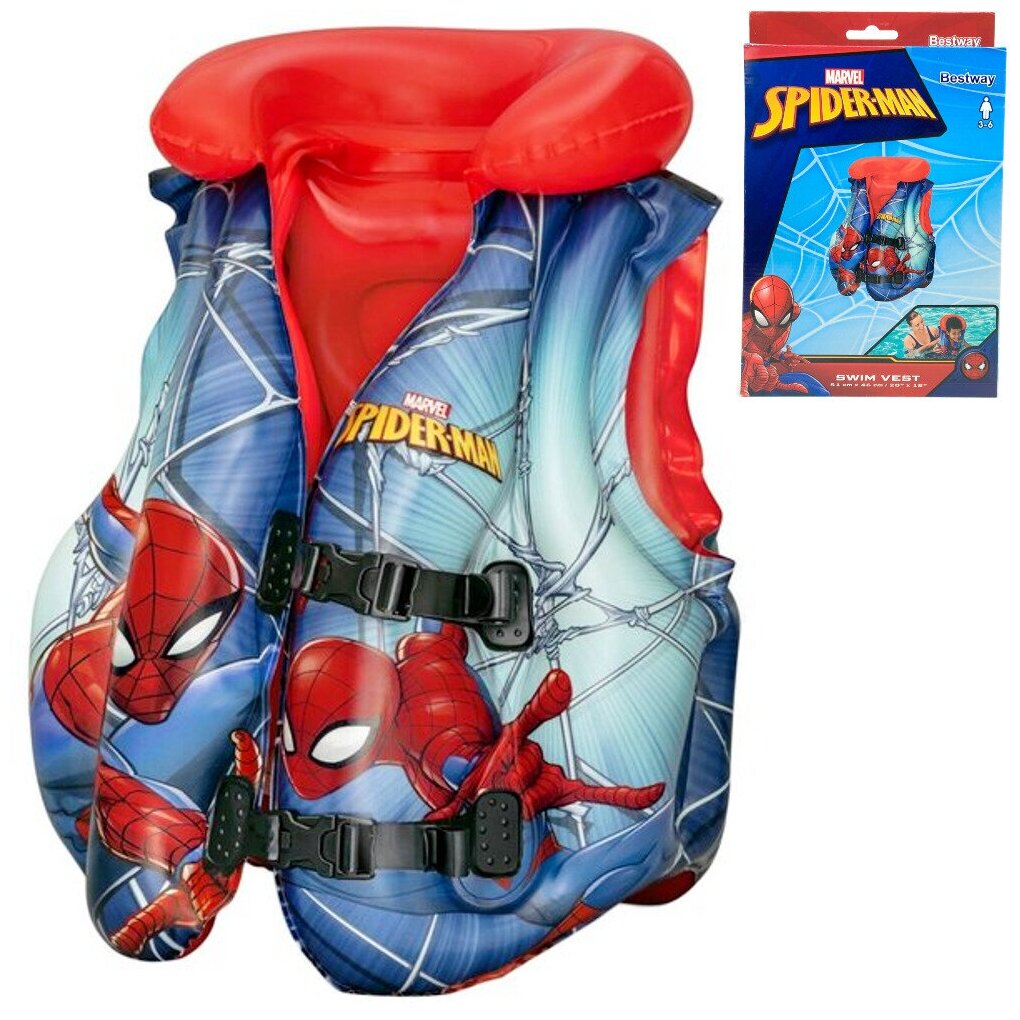 Спасательный жилет надувной Marvel Spiderman 3-6 лет 51х46 см жилет для плавания