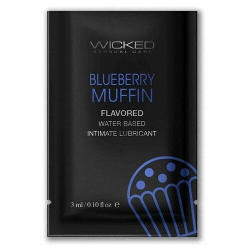 Купить Лубрикант на водной основе с ароматом черничного маффина Wicked Aqua Blueberry Muffin - 3 мл., Интимные смазки