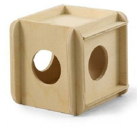 Gamma Игрушка-кубик для мелких животных деревянный для грызунов, фанера разноцветный 11,5x10x10 см