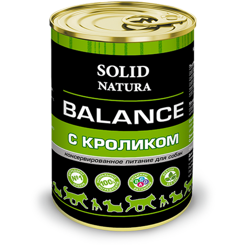 SOLID NATURA Balance Консервированный корм для собак Кролик 340г