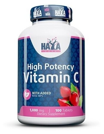 Haya Labs High Potency Vitamin C with rose hips (Витамин С с шиповником) 1000 мг 100 таблеток