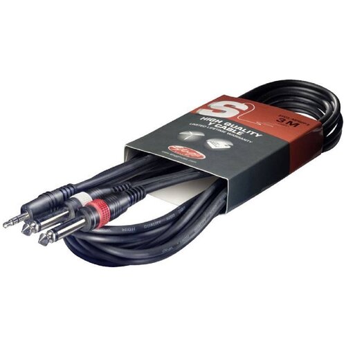 аудио кабель stagg sac6psxm Кабель инструментальный STAGG SYC3/MPS2P E Stereo Jack 3.5 - 2хmono Jack 6.35, 3 м (прямой-прямой)