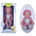 Реалистичный Пупс - кукла Pure Baby 25 см. в вязанной серой кофточке, шортиках, шапочке и носочках - изображение