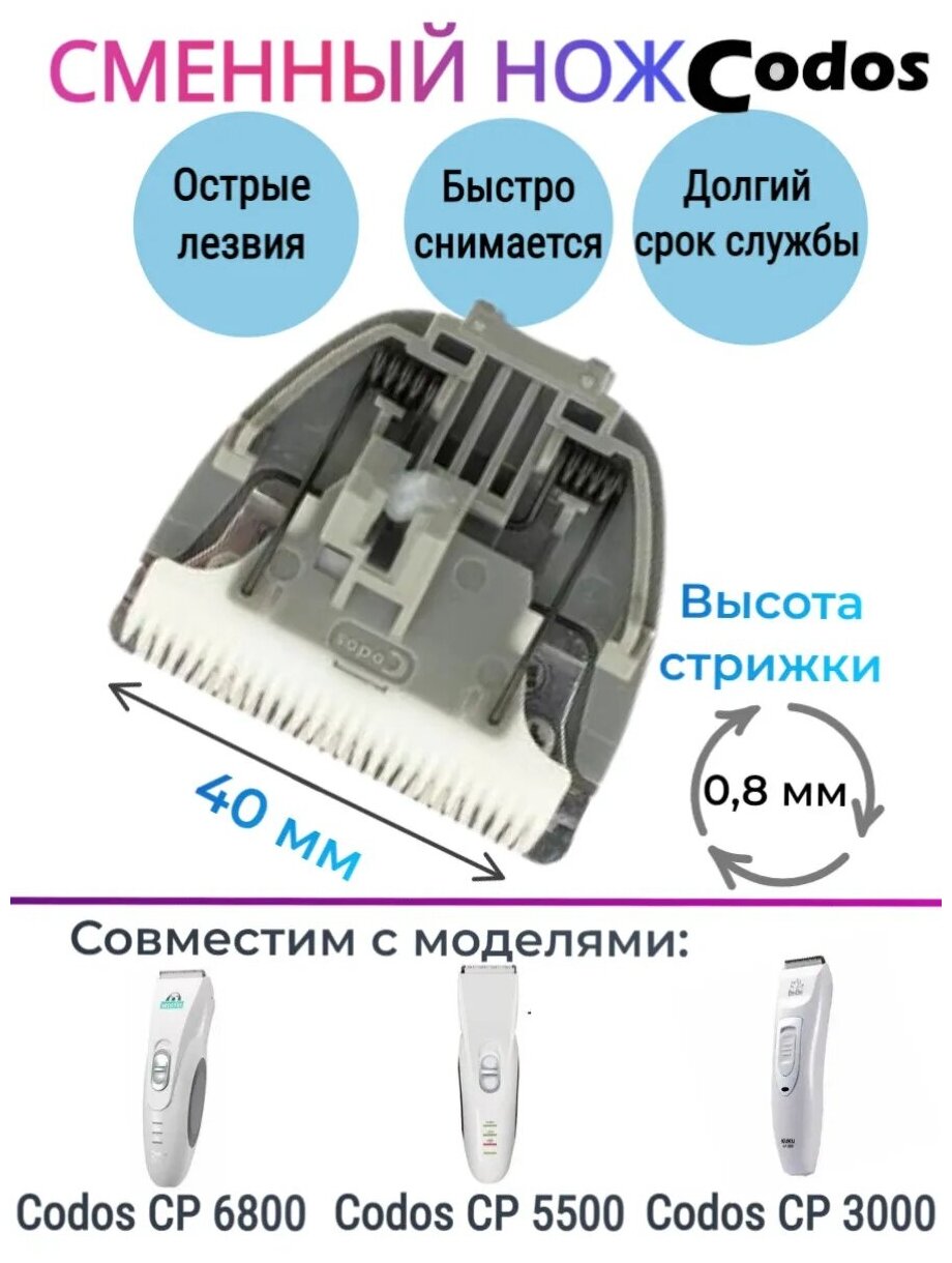 Сменный нож Codos CP 6800, 5500, 3000 для машинки для стрижки собак и кошек