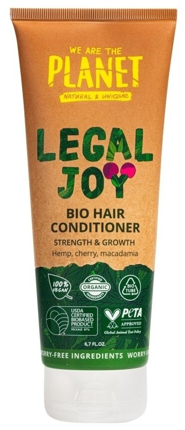 Бальзам для волос укрепляющий, натуральный бальзам для роста волос LEGAL JOY с экстрактом вишни, био 200 мл WE ARE THE PLANET