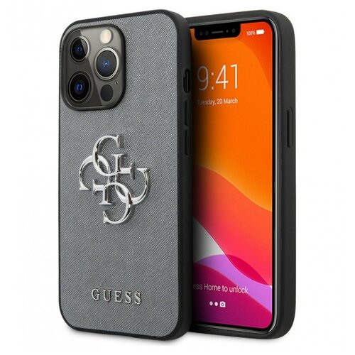 Чехол Guess PU Saffiano 4G Big metal logo Hard для iPhone 13 Pro, цвет Серый (GUHCP13LSA4GSGR)