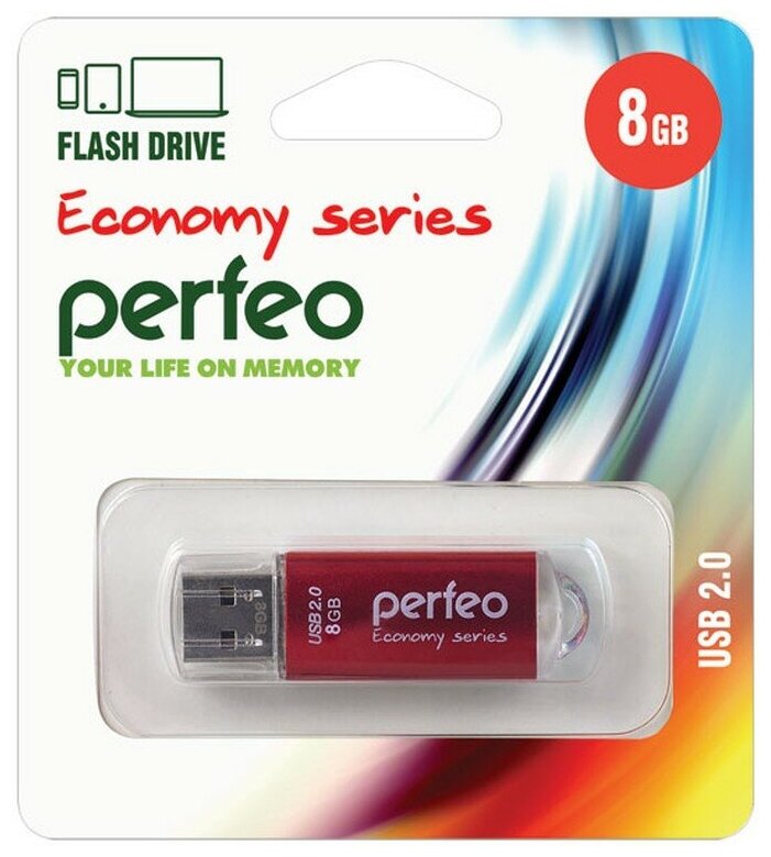 Perfeo USB Drive 8GB E01 Red PF-E01R008ES - фото №4