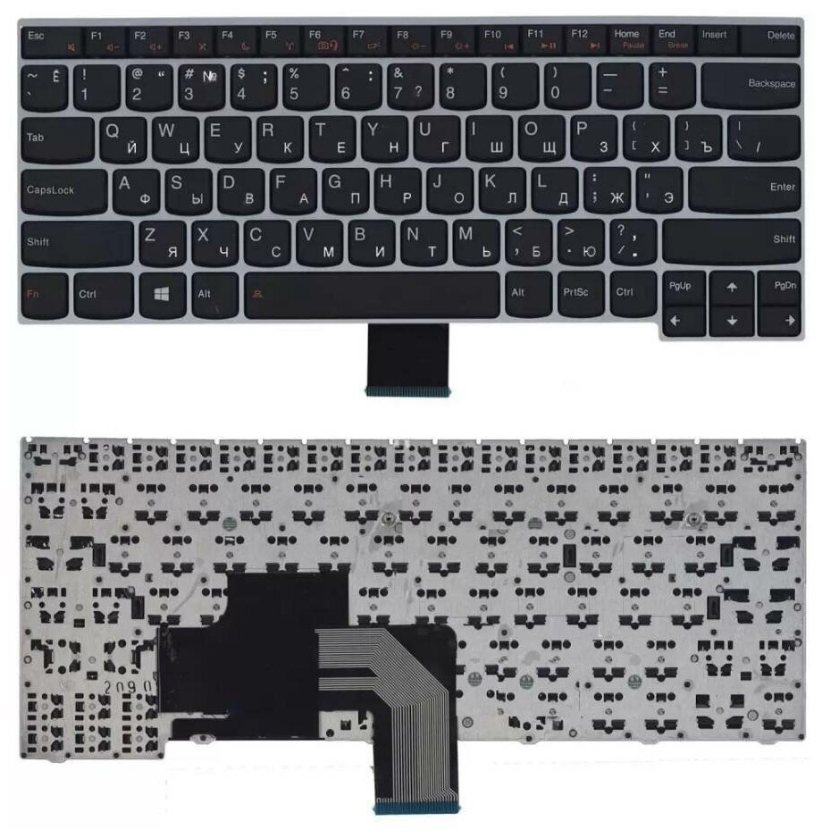 Клавиатура keyboard 25210244 для ноутбука Lenovo V490 V490U V490UA черная с серебристой рамкой