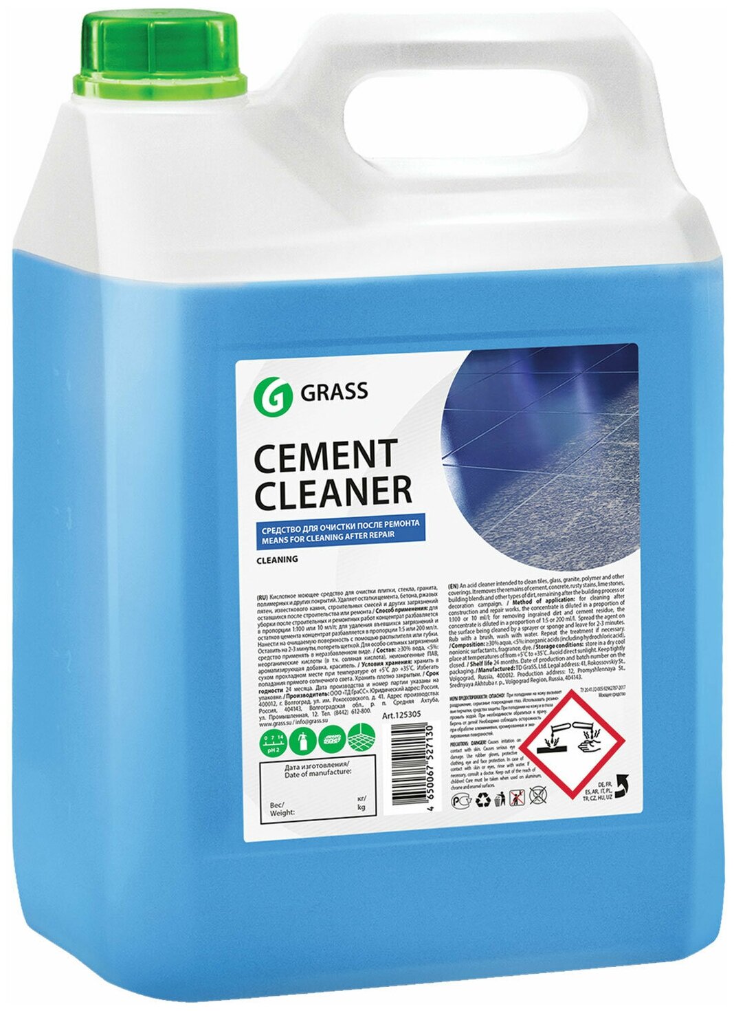 Средство для уборки после строительства 5,5 кг GRASS CEMENT CLEANER, кислотное, концентрат, 125305