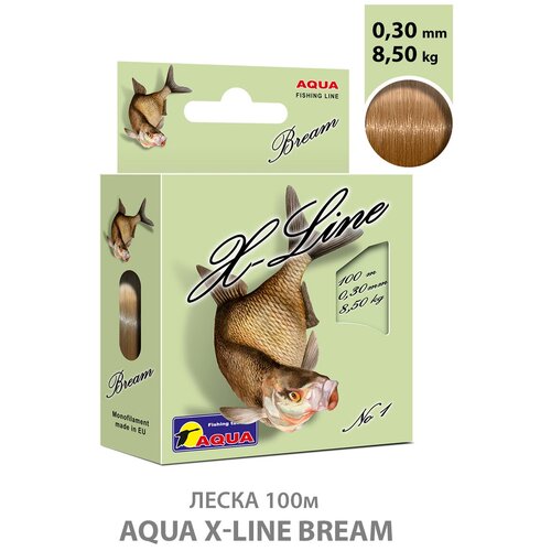 леска для рыбалки aqua nl ultra bream лещ 100m 0 18mm 3 10kg для фидера удочки спиннинга троллинга светло коричневый Леска для рыбалки AQUA X-Line Bream (Лещ) 100m, 0,30mm, 8,50kg / для спиннинга, троллинга, фидера, удочки / светло-коричневый