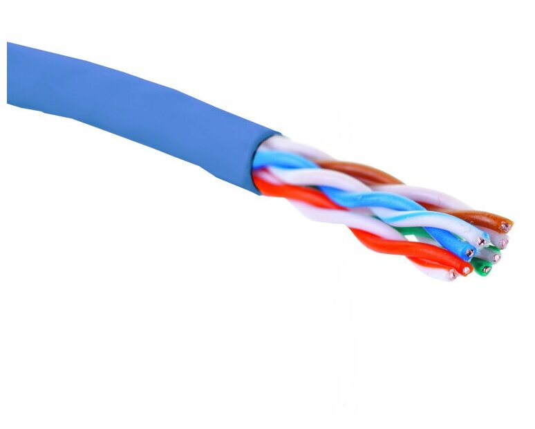 Витая пара UTP кат.5e, 4 пары, CU, внутренний, одножильный, синий, Eurolan (19C-U5-12BU) 100м.